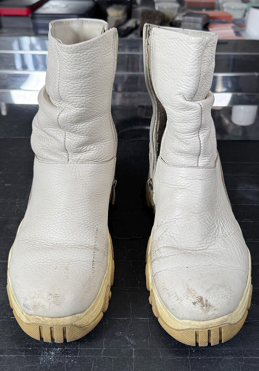 Белые кожаные сапоги - до