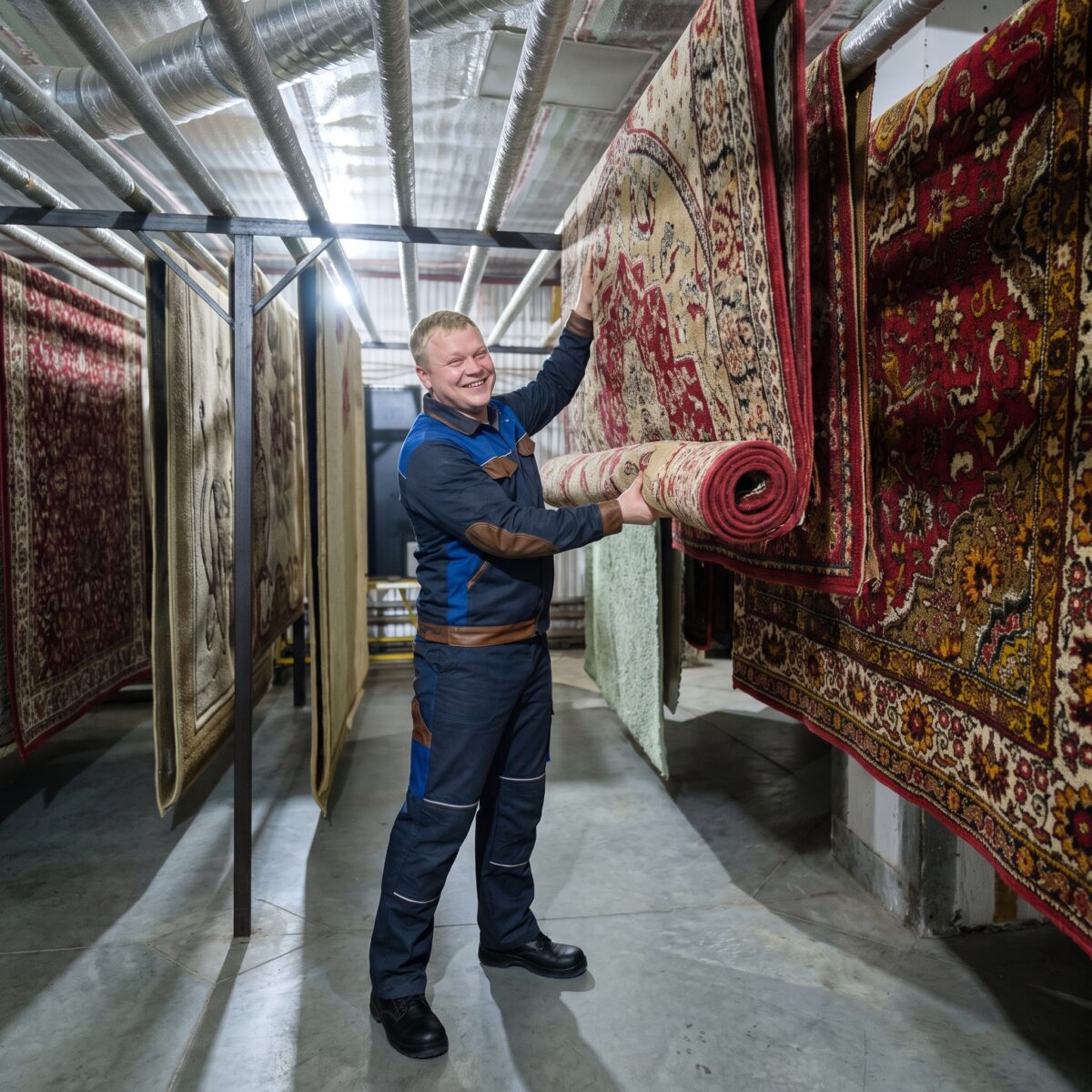 Контролируемая сушка — Стирка ковров из вискозы, цех Дулито